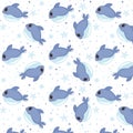 Summer cute seamless patterns with sea animals, colorful patterns Royalty Free Stock Photo